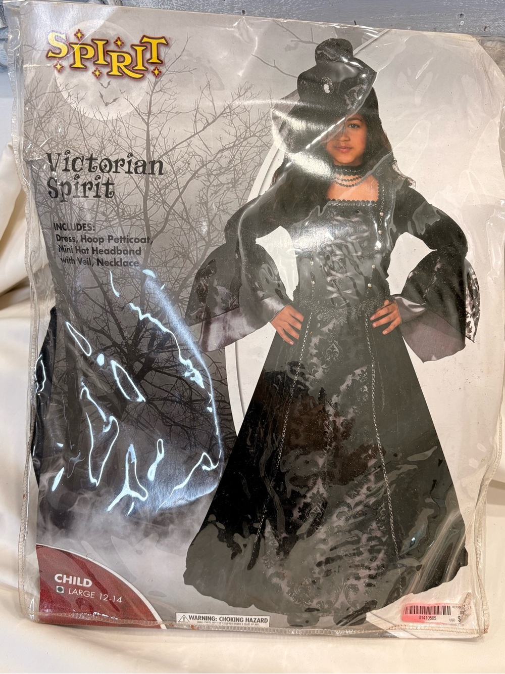 NEW Spirit Halloween Child’s Black Victorian Spirit Costume Size L